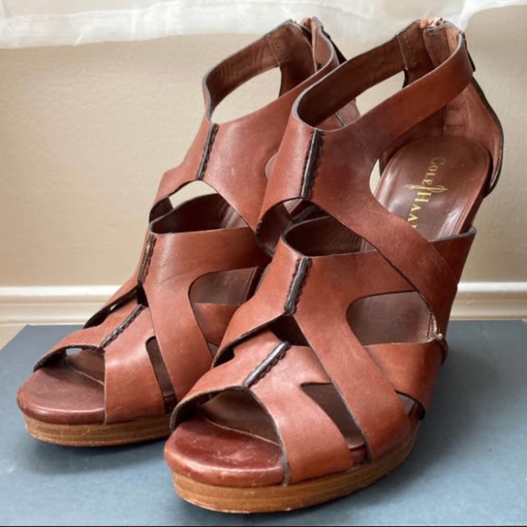 Cole Haan leather wedge sandals - Picture 1 of 4